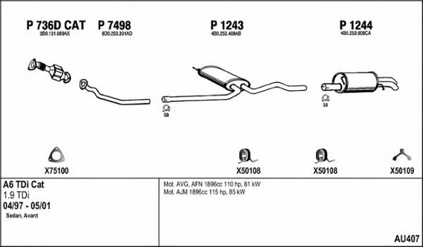  AU407 Exhaust system AU407