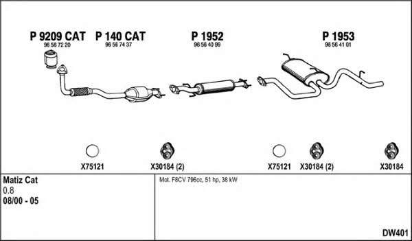  DW401 Exhaust system DW401