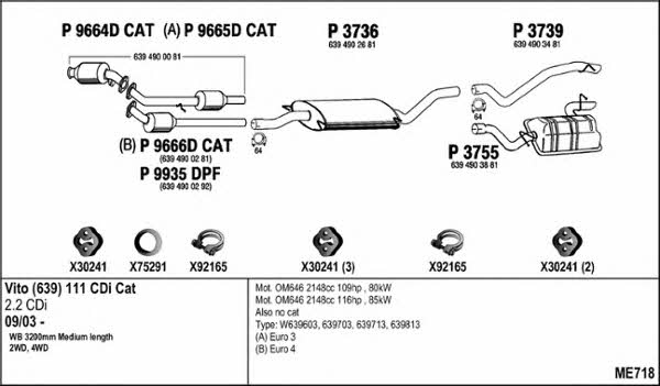  ME718 Exhaust system ME718