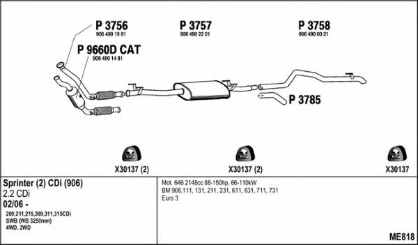  ME818 Exhaust system ME818