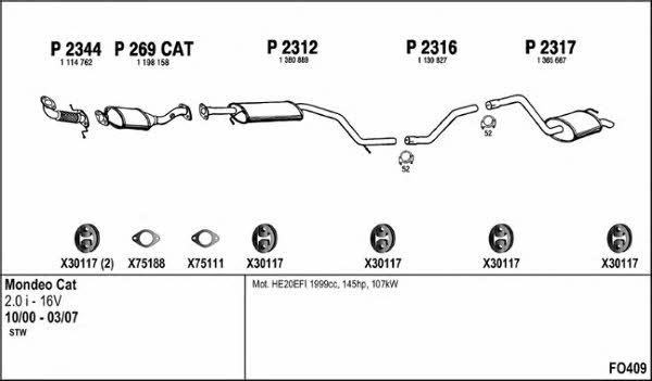  FO409 Exhaust system FO409