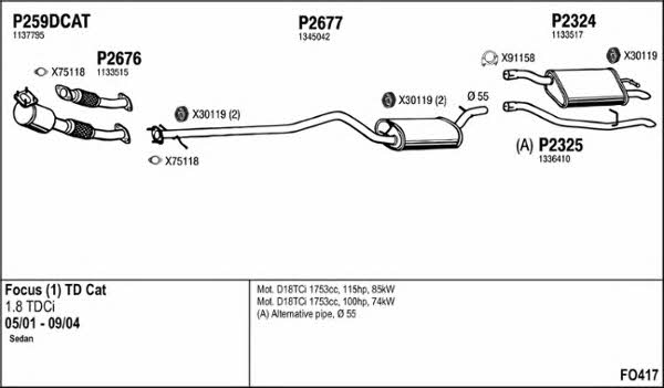  FO417 Exhaust system FO417