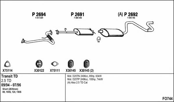  FO744 Exhaust system FO744