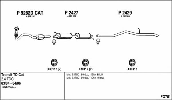  FO751 Exhaust system FO751