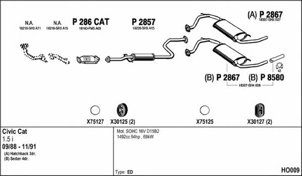  HO009 Exhaust system HO009