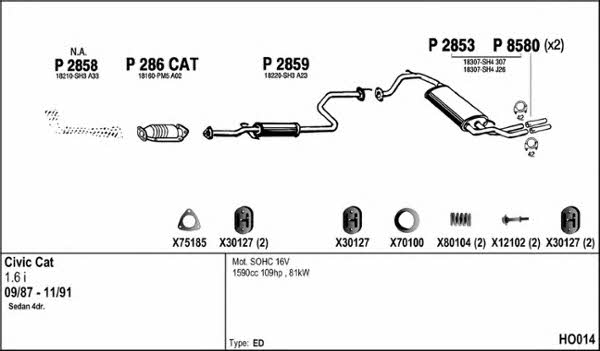  HO014 Exhaust system HO014