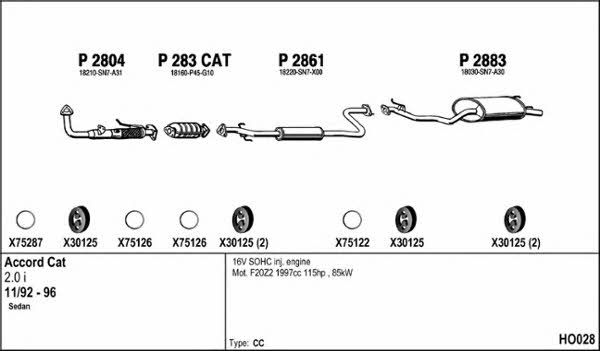  HO028 Exhaust system HO028