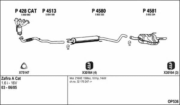  OP536 Exhaust system OP536