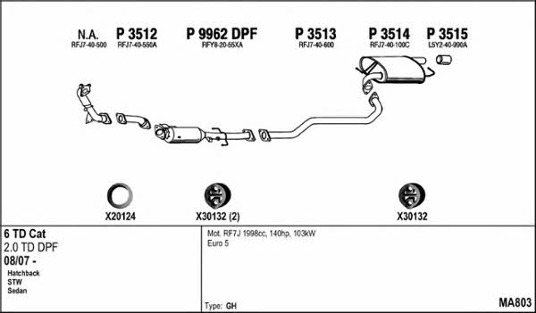  MA803 Exhaust system MA803