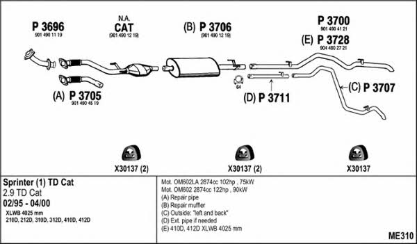 Fenno ME310 Exhaust system ME310