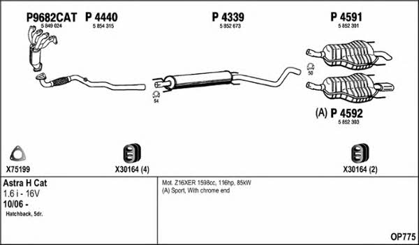  OP775 Exhaust system OP775