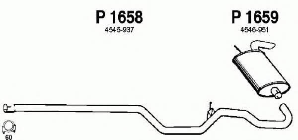 Fenno P1658 Exhaust pipe P1658