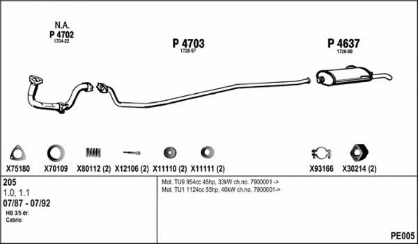  PE005 Exhaust system PE005