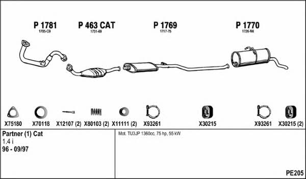  PE205 Exhaust system PE205