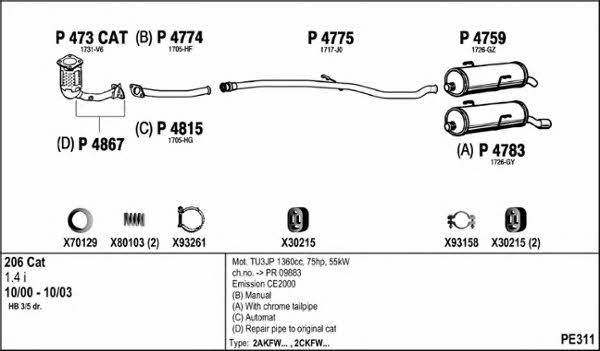  PE311 Exhaust system PE311