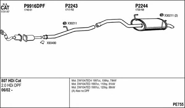  PE755 Exhaust system PE755