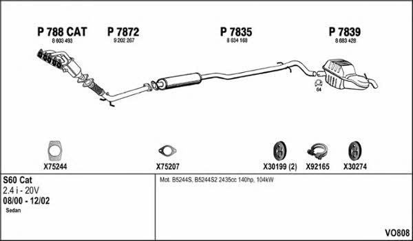  VO808 Exhaust system VO808