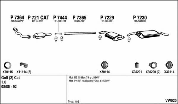  VW020 Exhaust system VW020