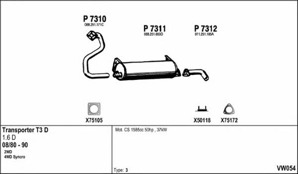  VW054 Exhaust system VW054