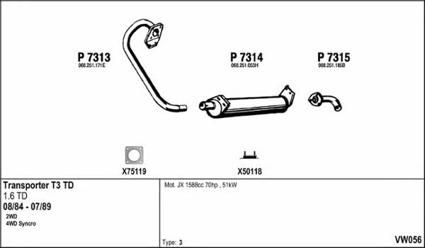  VW056 Exhaust system VW056