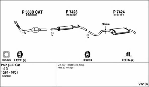  VW106 Exhaust system VW106