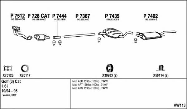  VW113 Exhaust system VW113