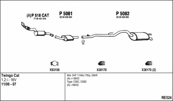  RE524 Exhaust system RE524