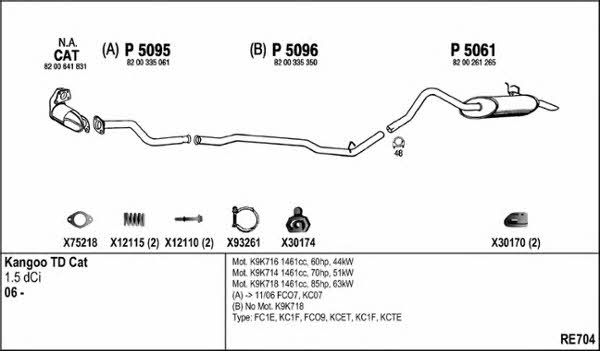  RE704 Exhaust system RE704