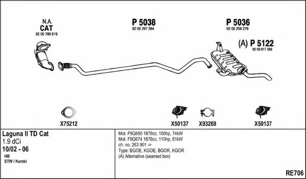  RE706 Exhaust system RE706