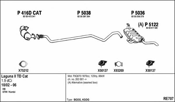  RE707 Exhaust system RE707