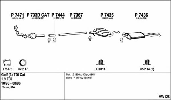  VW128 Exhaust system VW128