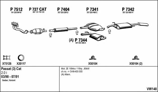  VW148 Exhaust system VW148