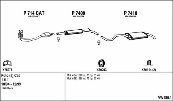  VW180.1 Exhaust system VW1801