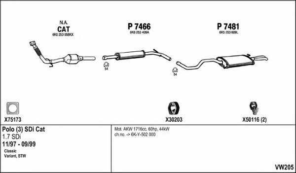  VW205 Exhaust system VW205