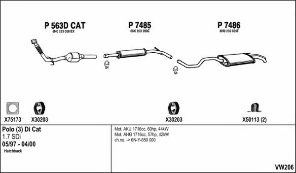  VW206 Exhaust system VW206