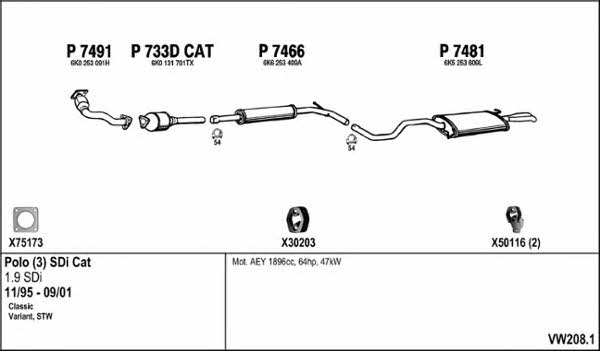  VW208.1 Exhaust system VW2081