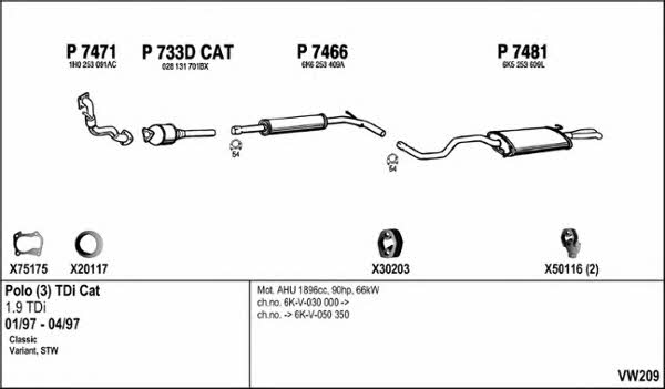  VW209 Exhaust system VW209