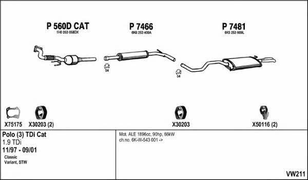  VW211 Exhaust system VW211