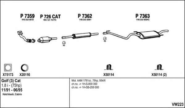  VW223 Exhaust system VW223