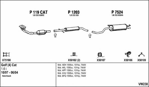  VW238 Exhaust system VW238