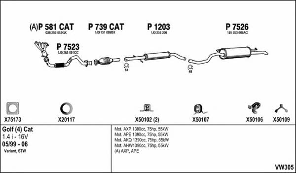  VW305 Exhaust system VW305