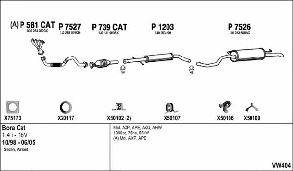  VW404 Exhaust system VW404