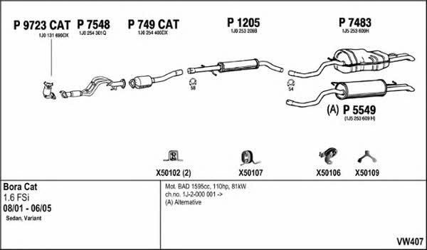  VW407 Exhaust system VW407
