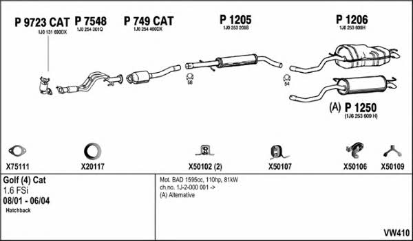  VW410 Exhaust system VW410