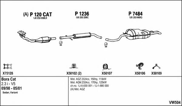  VW504 Exhaust system VW504
