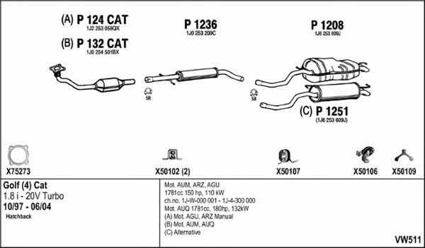  VW511 Exhaust system VW511