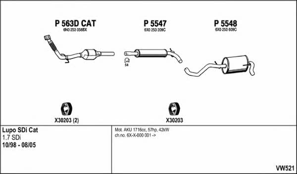  VW521 Exhaust system VW521