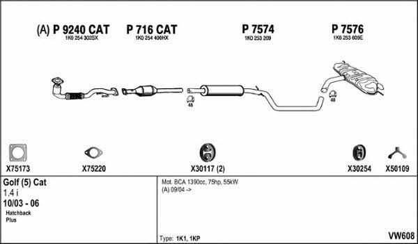  VW608 Exhaust system VW608