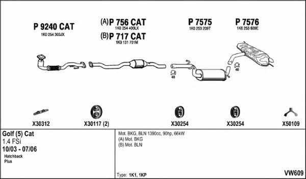  VW609 Exhaust system VW609