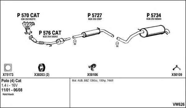  VW626 Exhaust system VW626